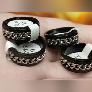 One Black Stainless steel rotating fidget spinner ring
